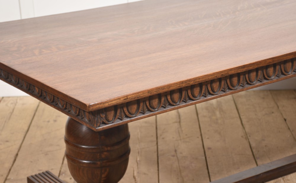 Large Carved Oak Refectory Dining Table View IV
