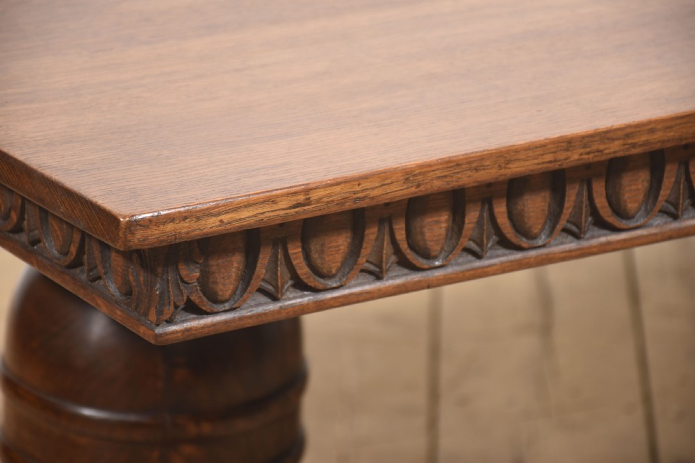 Large Carved Oak Refectory Dining Table View VI