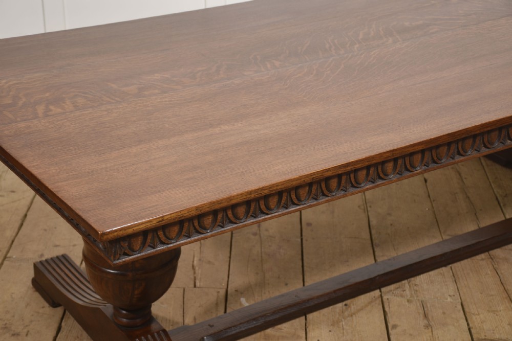 Large Carved Oak Refectory Dining Table View VIII