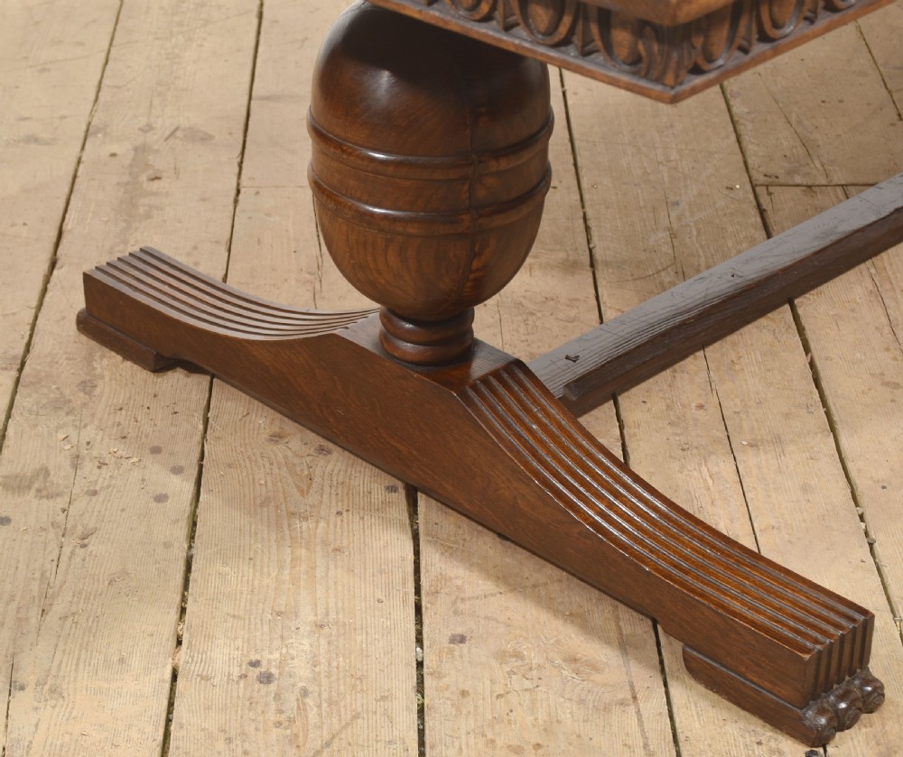 Large Carved Oak Refectory Dining Table View XI