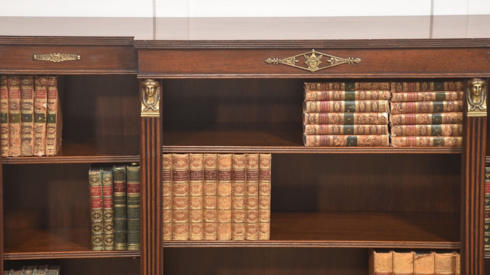 Fine Quality Regency Revival Mahogany Open Bookcase View III