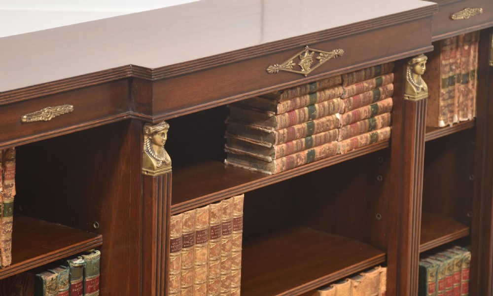 Fine Quality Regency Revival Mahogany Open Bookcase View VII