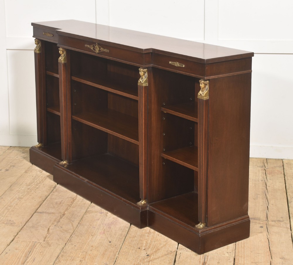 Fine Quality Regency Revival Mahogany Open Bookcase View X