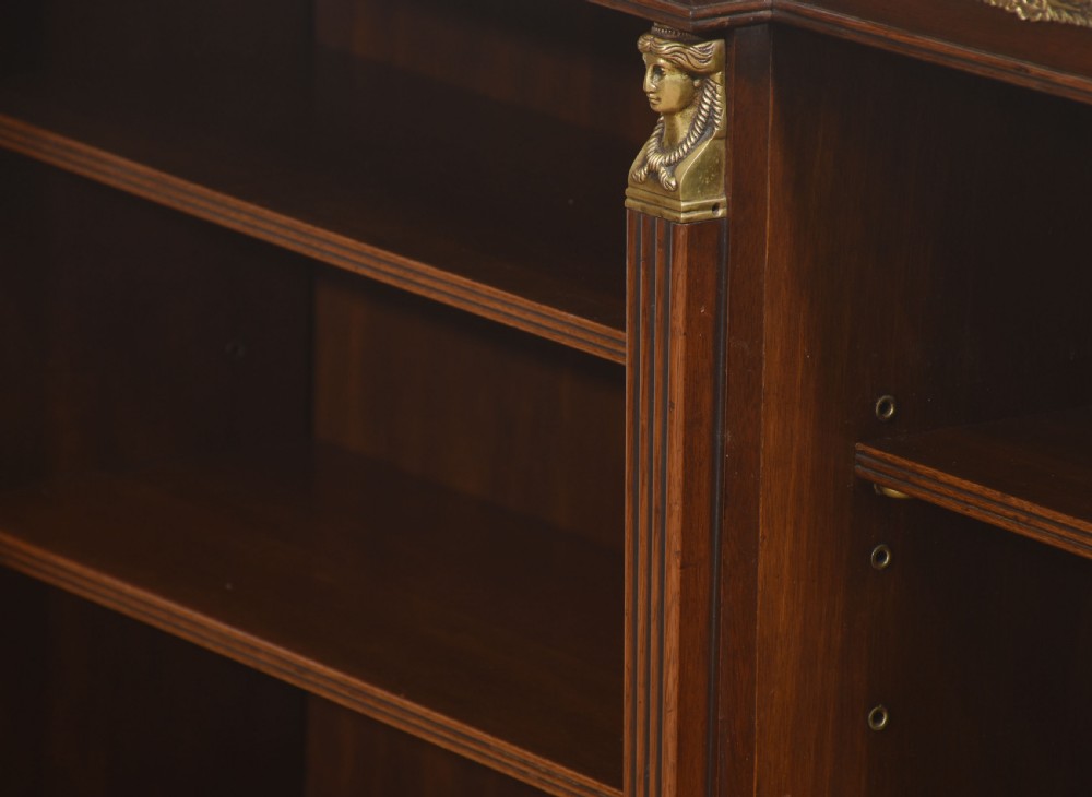 Fine Quality Regency Revival Mahogany Open Bookcase View XII