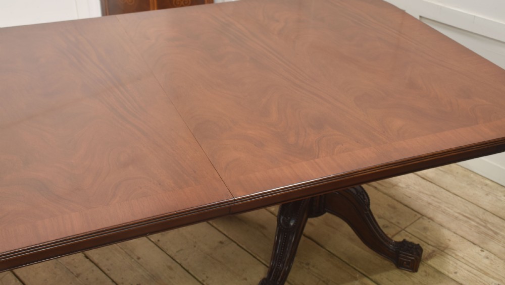 Large Regency Revival Triple-Pedestal Mahogany Dining Table View II