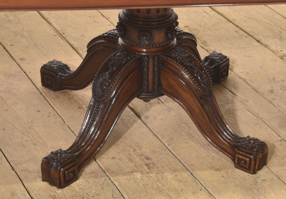 Large Regency Revival Triple-Pedestal Mahogany Dining Table View IV