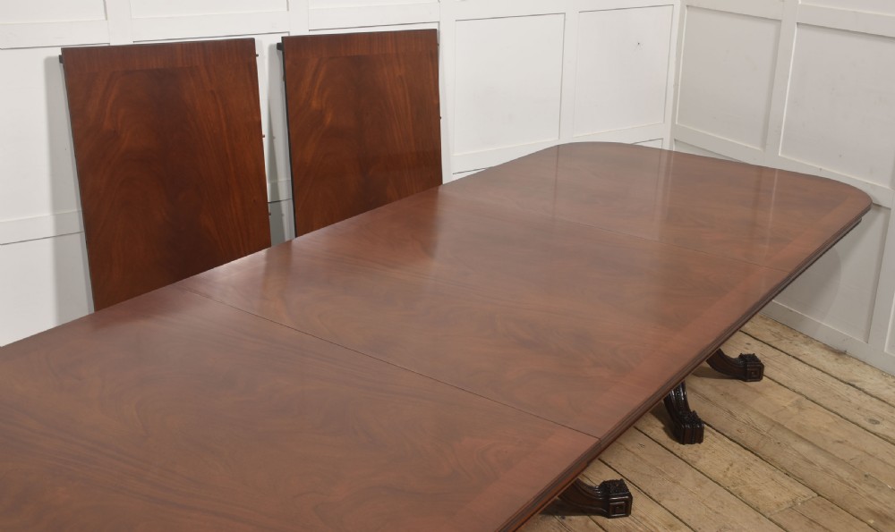 Large Regency Revival Triple-Pedestal Mahogany Dining Table View VIII