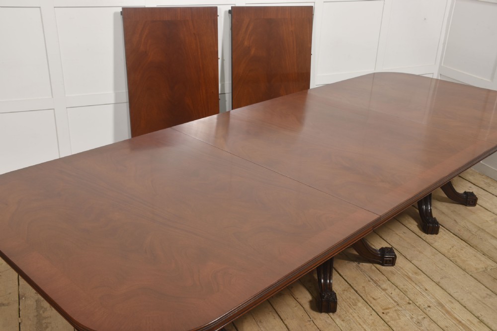 Large Regency Revival Triple-Pedestal Mahogany Dining Table View IX
