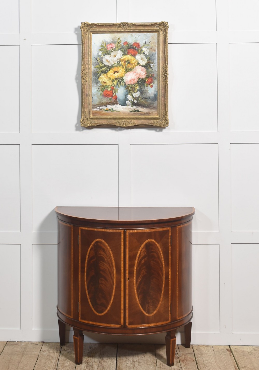 Edwardian Inlaid Mahogany Bow Front Cabinet View III