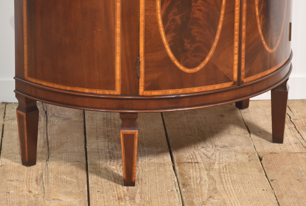 Edwardian Inlaid Mahogany Bow Front Cabinet View VII