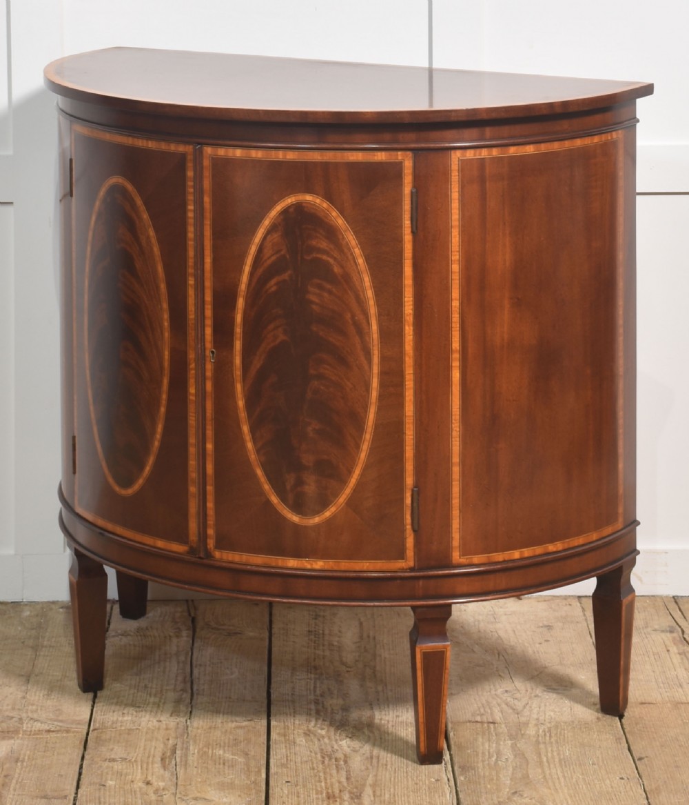Edwardian Inlaid Mahogany Bow Front Cabinet View VIII