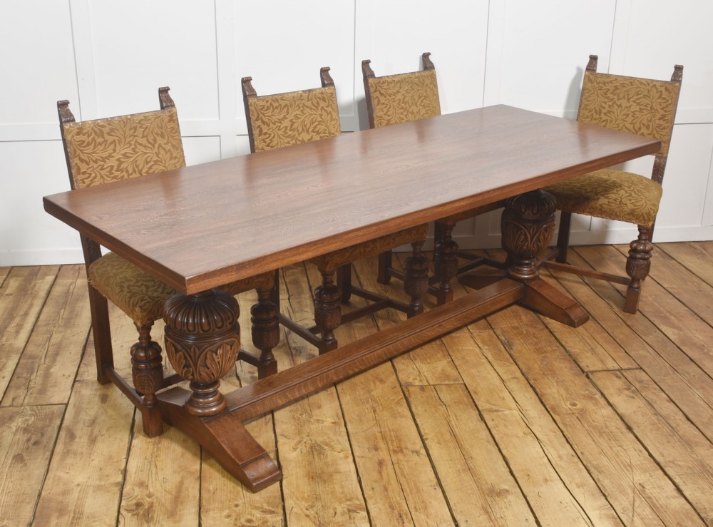 Large Jacobean Revival Oak Refectory Dining Table View III