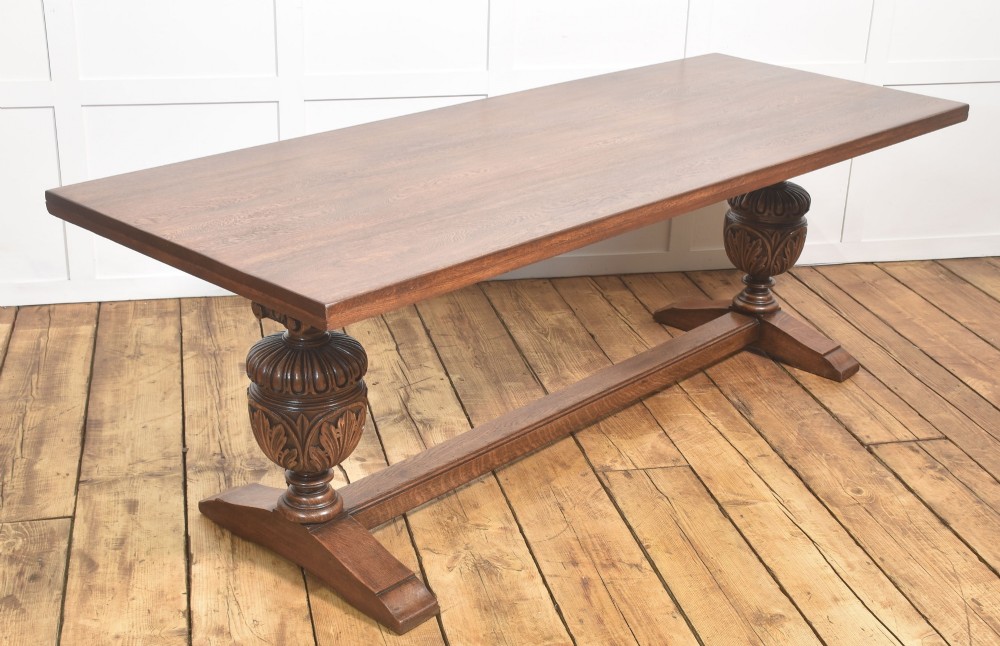 Large Jacobean Revival Oak Refectory Dining Table