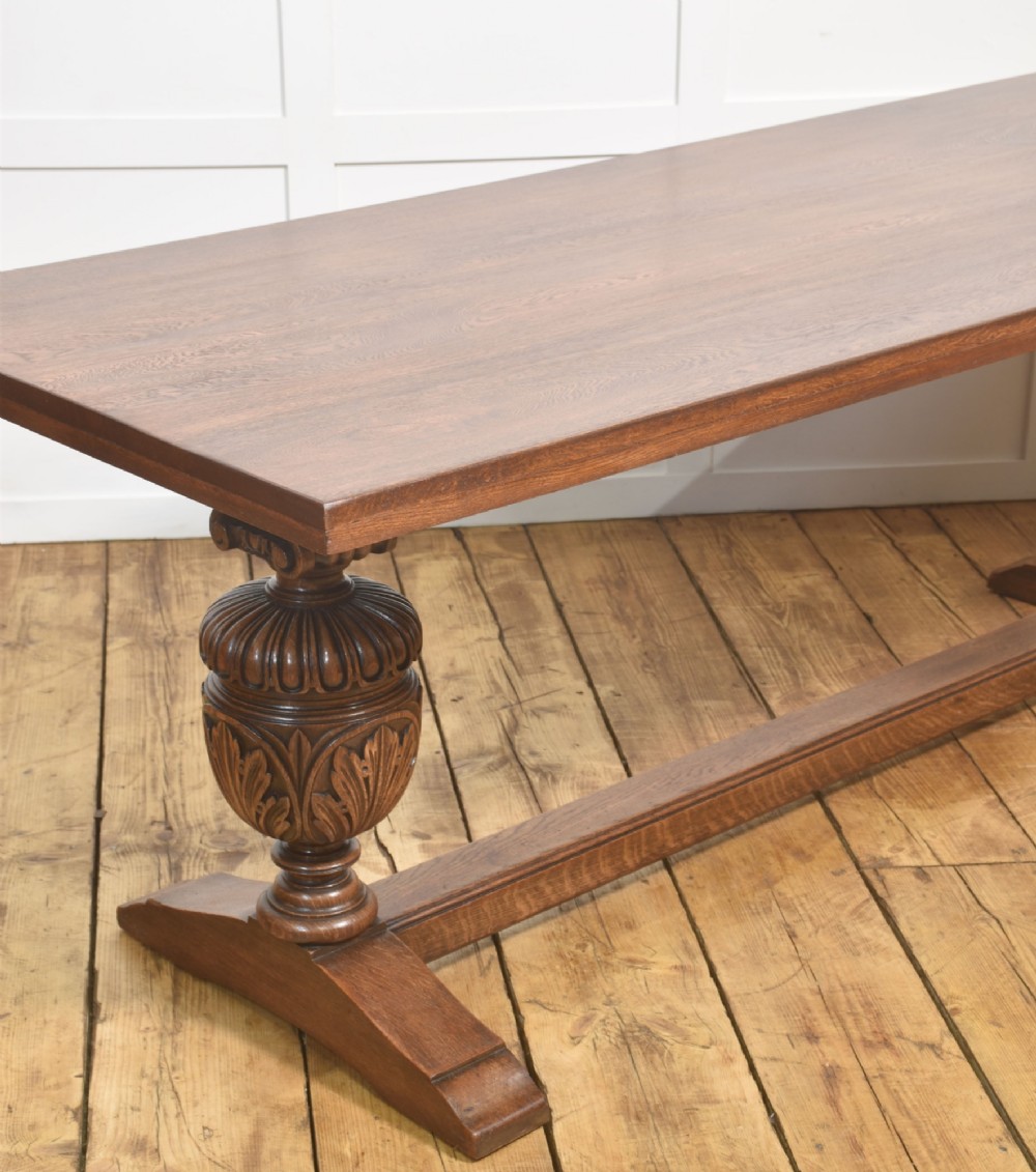Large Jacobean Revival Oak Refectory Dining Table View IV