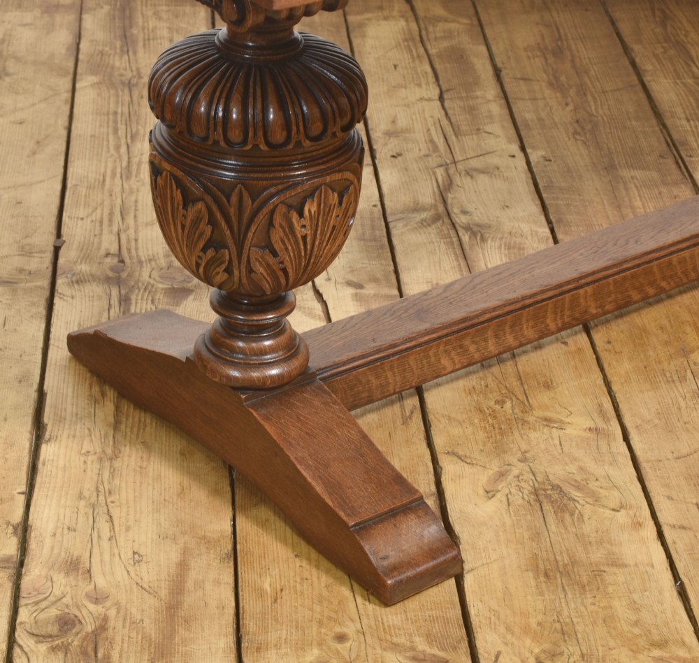 Large Jacobean Revival Oak Refectory Dining Table View VI