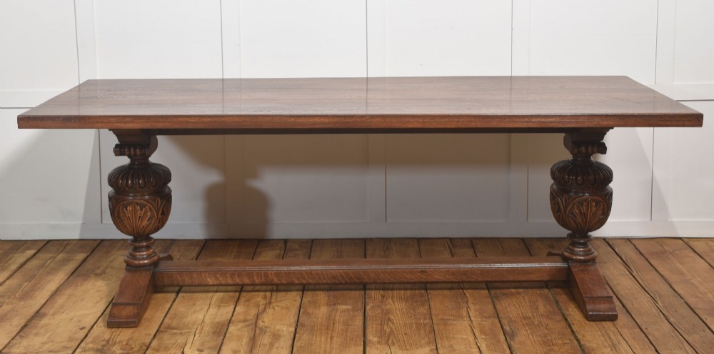 Large Jacobean Revival Oak Refectory Dining Table View VII
