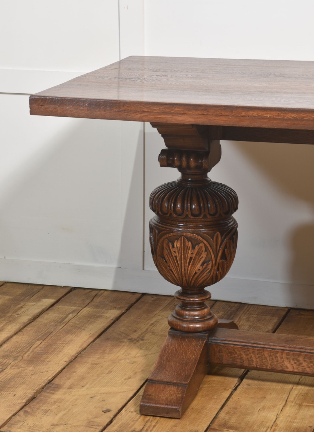 Large Jacobean Revival Oak Refectory Dining Table View VIII