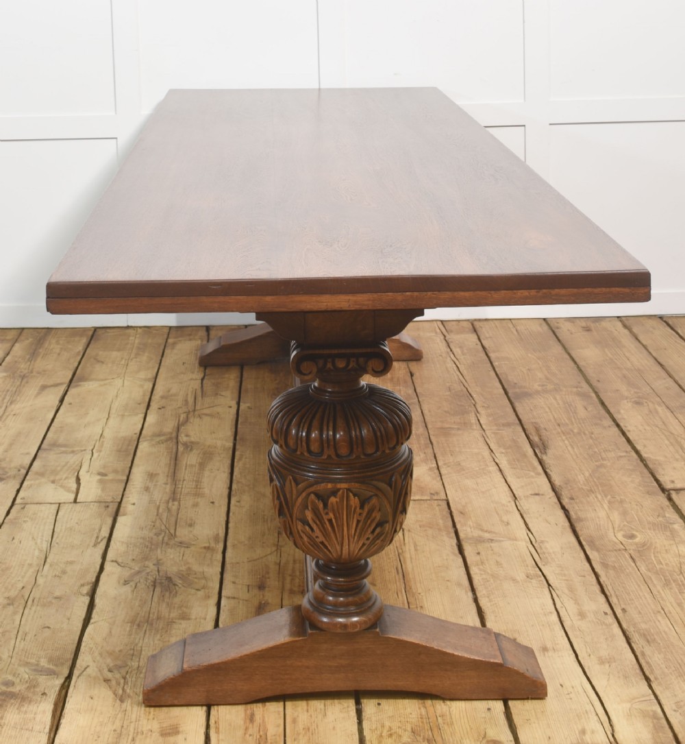 Large Jacobean Revival Oak Refectory Dining Table View IX