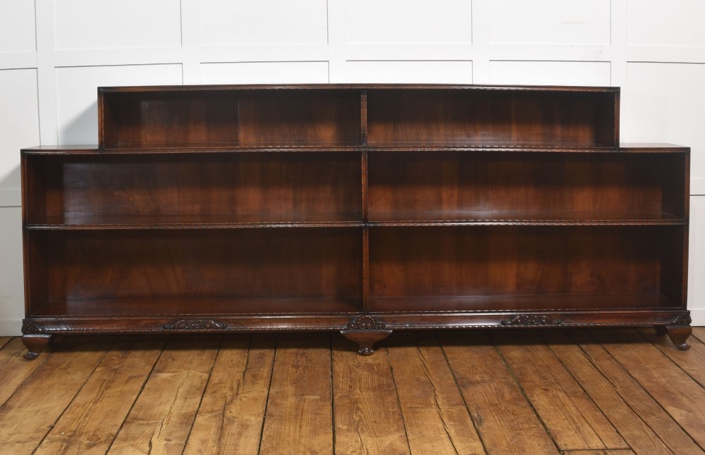 Large Walnut Stepped Open Bookcase View III