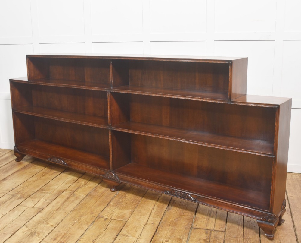 Large Walnut Stepped Open Bookcase View V