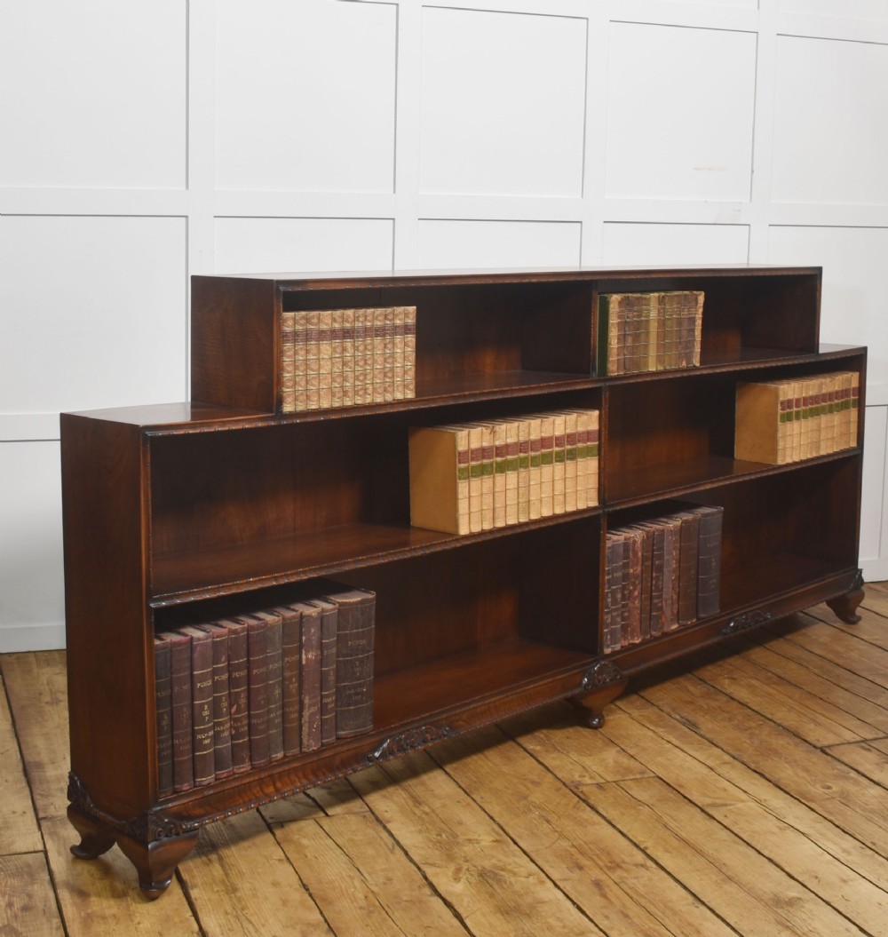 Large Walnut Stepped Open Bookcase