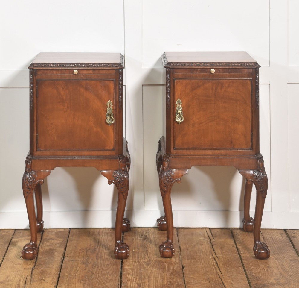 Pair Of Chippendale Style Mahogany Bedside Cabinets