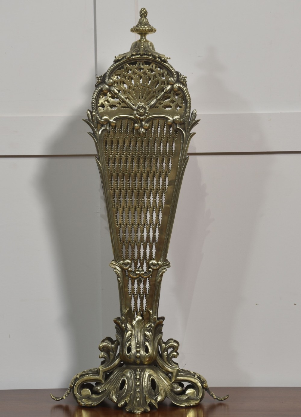 Pierced Brass Peacock Fire Fan View III