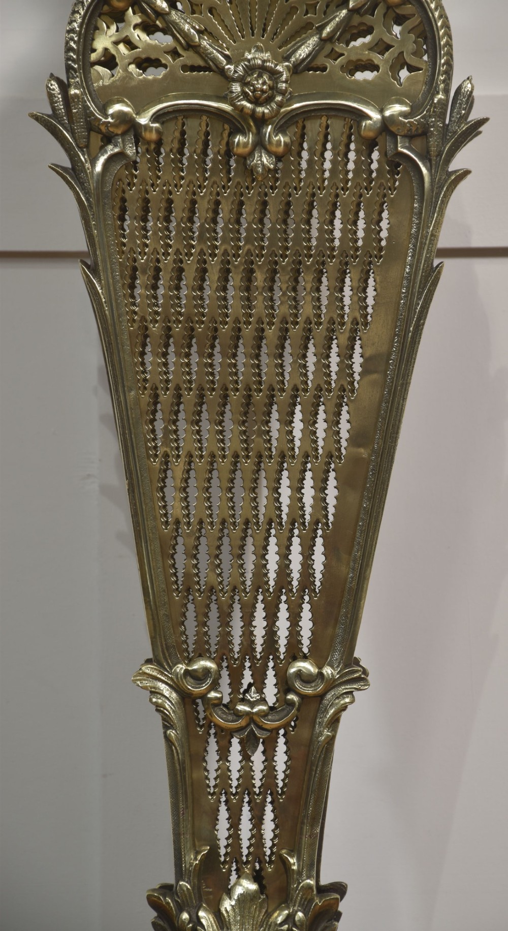 Pierced Brass Peacock Fire Fan View IV
