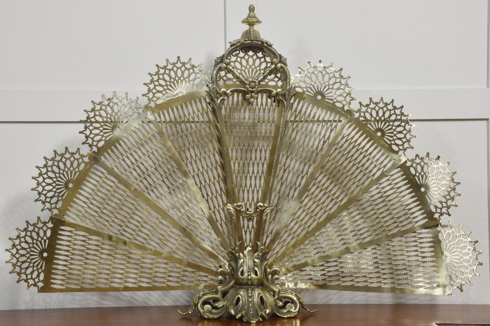 Pierced Brass Peacock Fire Fan View VIII