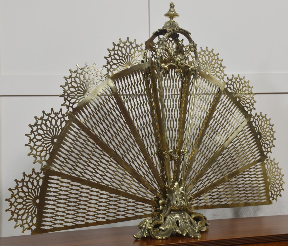 Pierced Brass Peacock Fire Fan View XI
