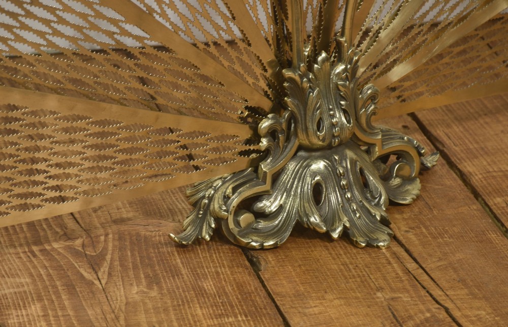 Pierced Brass Peacock Fire Fan View XII