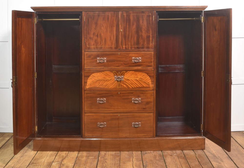Art Nouveau Mahogany Marquetry Compactum Wardrobe View VI