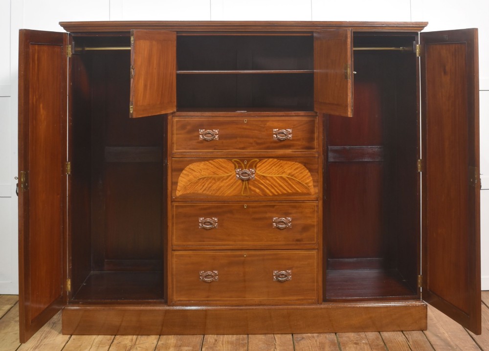 Art Nouveau Mahogany Marquetry Compactum Wardrobe View VII