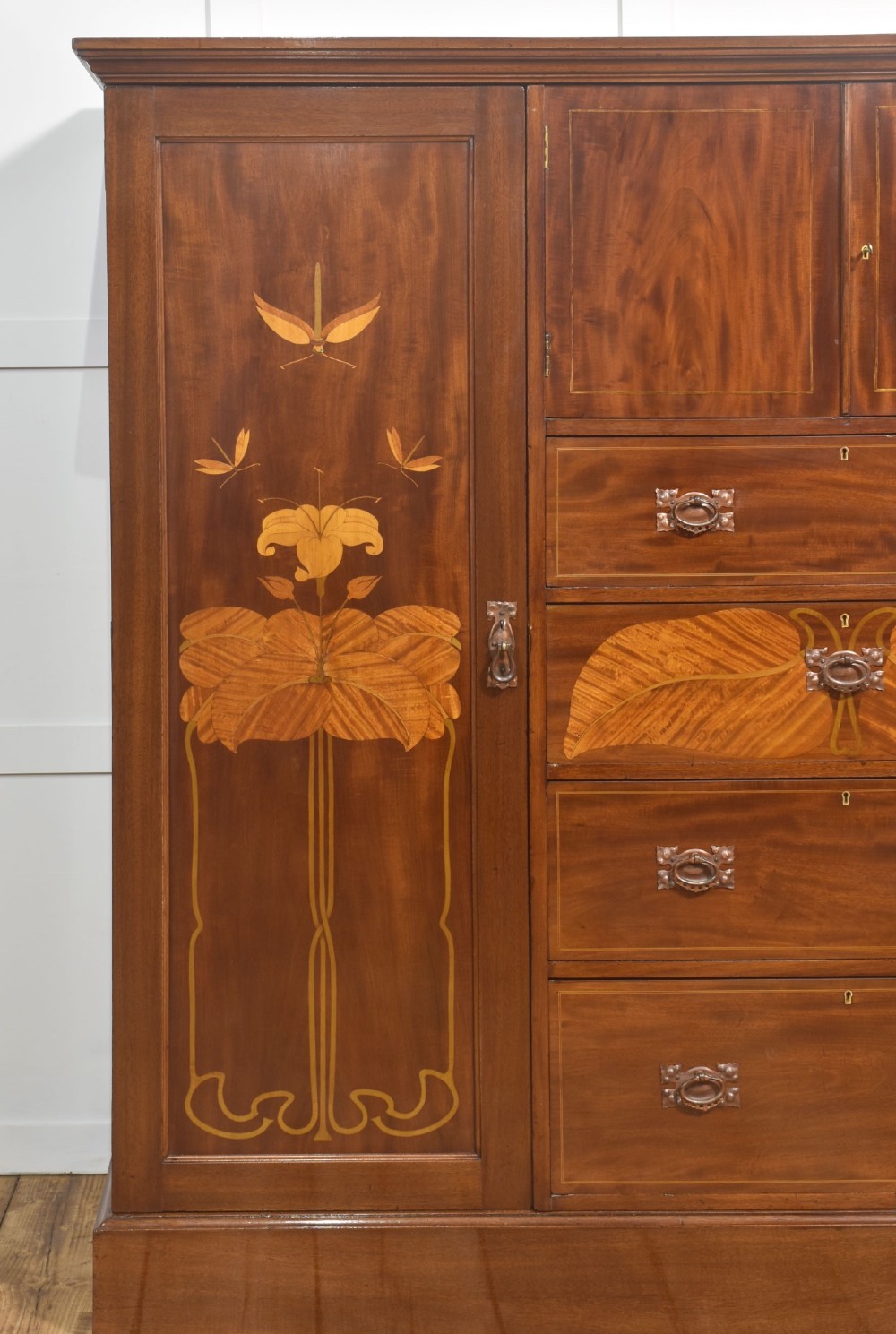 Art Nouveau Mahogany Marquetry Compactum Wardrobe View VIII