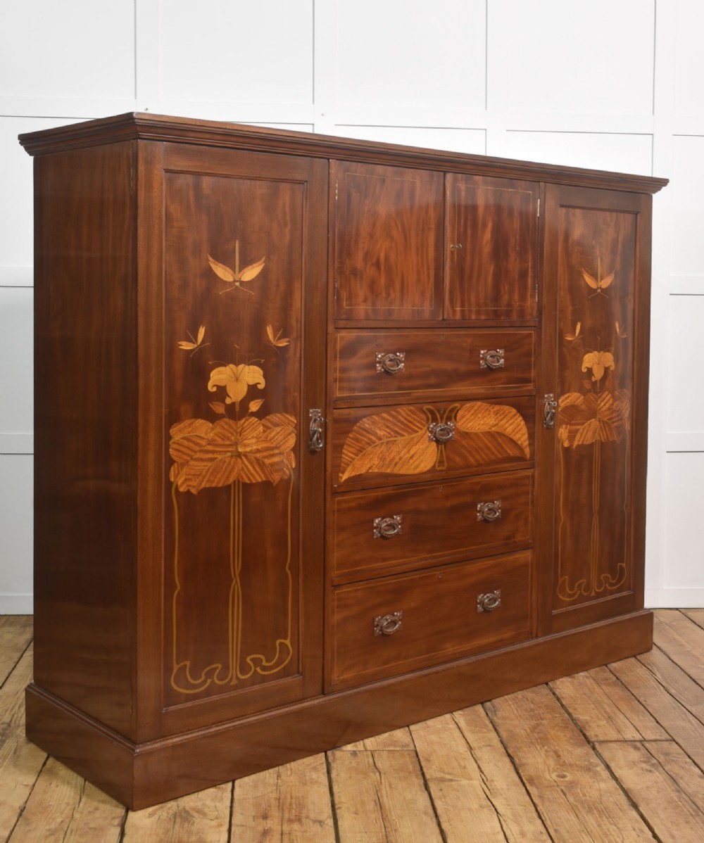 Art Nouveau Mahogany Marquetry Compactum Wardrobe View X