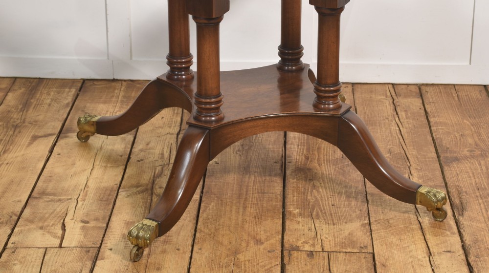 Regency Revival Brass-Inlaid Flame Mahogany Circular Dining Table View VI