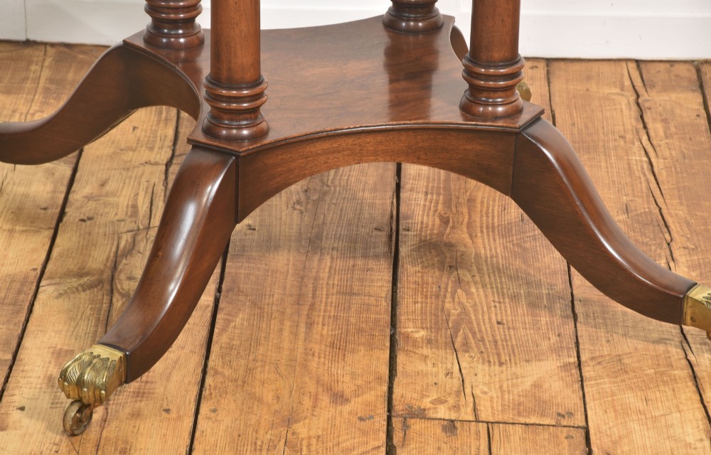 Regency Revival Brass-Inlaid Flame Mahogany Circular Dining Table View VII