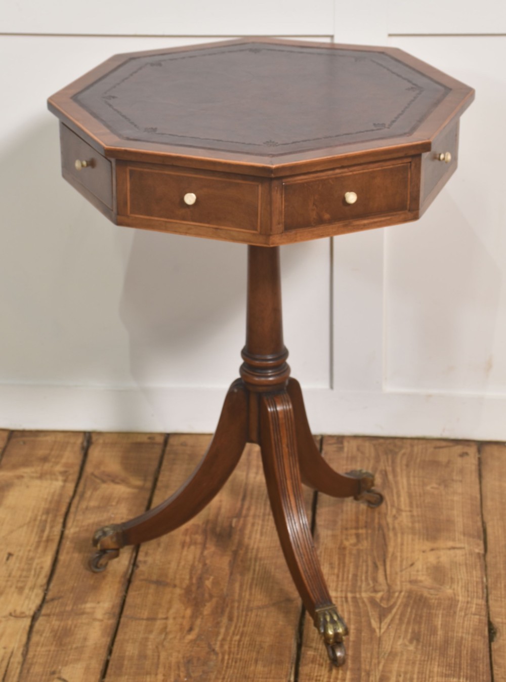 Regency Revival Mahogany Octagonal Drum Table
