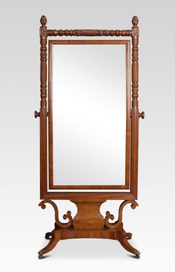 REGENCY MAHOGANY CHEVAL MIRROR