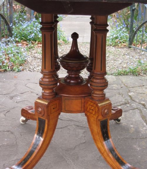 FINE SATIN BIRCH CENTRE TABLE OR LOO TABLE C1880 - ADDITIONAL PHOTO 4