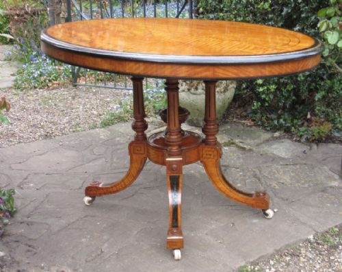 FINE SATIN BIRCH CENTRE TABLE OR LOO TABLE C1880 - ADDITIONAL PHOTO 5