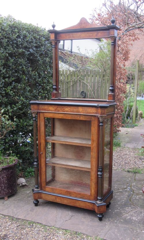 FINE VICTORIAN INLAID WALNUT DISPLAY CABINET - ADDITIONAL PHOTO 1