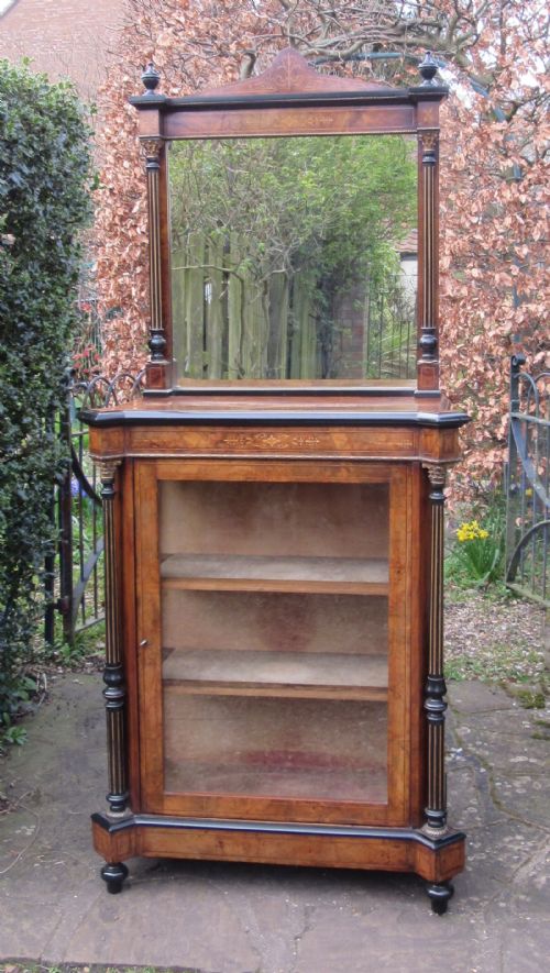 FINE VICTORIAN INLAID WALNUT DISPLAY CABINET - ADDITIONAL PHOTO 2