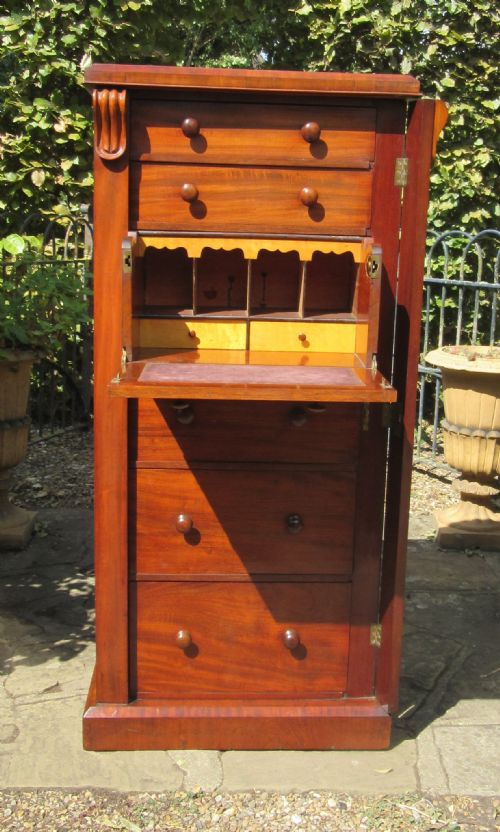 FINE MAHOGANY SECRETAIRE WELLINGTON CHEST C1860 - ADDITIONAL PHOTO 1
