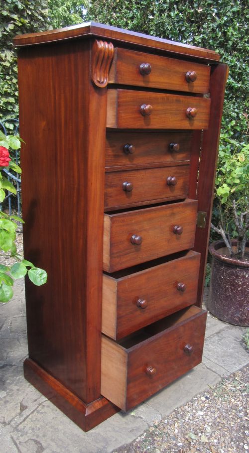 FINE MAHOGANY SECRETAIRE WELLINGTON CHEST C1860 - ADDITIONAL PHOTO 2