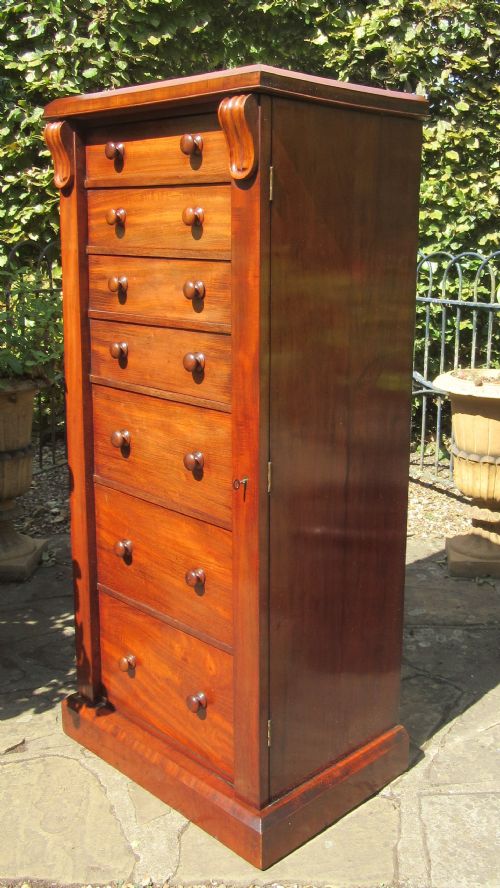 FINE MAHOGANY SECRETAIRE WELLINGTON CHEST C1860 - ADDITIONAL PHOTO 3