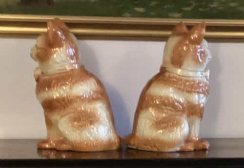 GRAND PAIR ANTIQUE STAFFORDSHIRE CATS C1890 - ADDITIONAL PHOTO 3