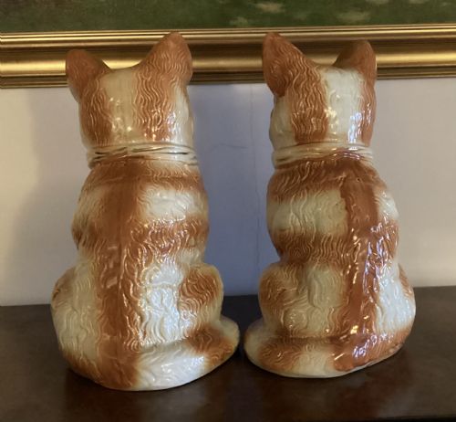 GRAND PAIR ANTIQUE STAFFORDSHIRE CATS C1890 - ADDITIONAL PHOTO 6