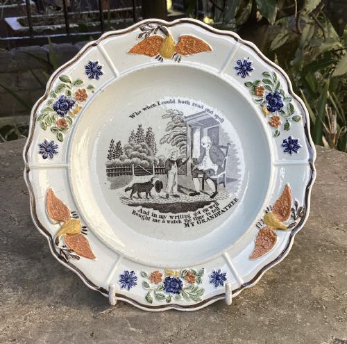 Prattware Child’s Plate ‘My Grandfather’ C1820