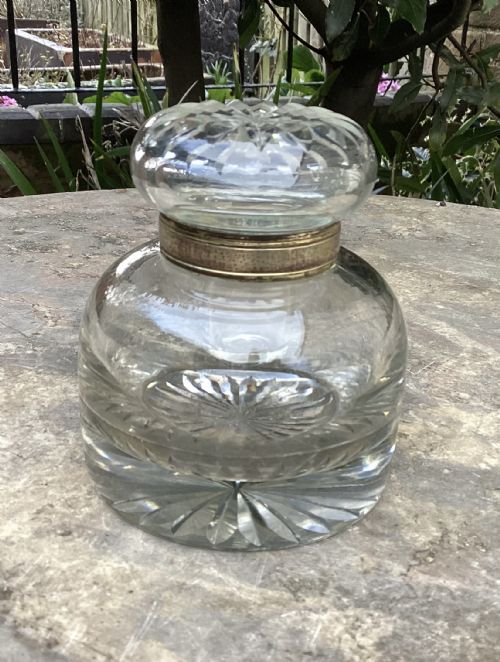 Victorian Glass Desk Top Inkwell